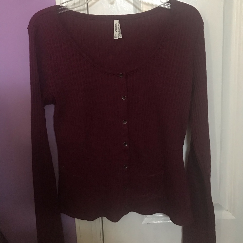 Red Button Down Top